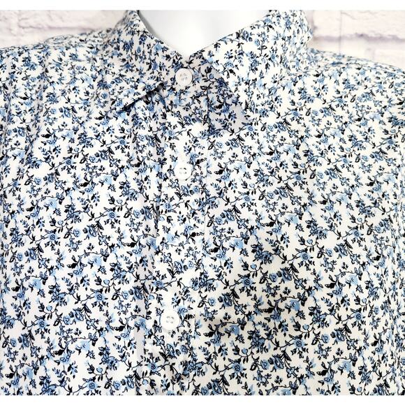 COOFANDY Blue Floral Button Down Long Sleeves Large Shirt Regualr Fit NWOT - Picture 2 of 6